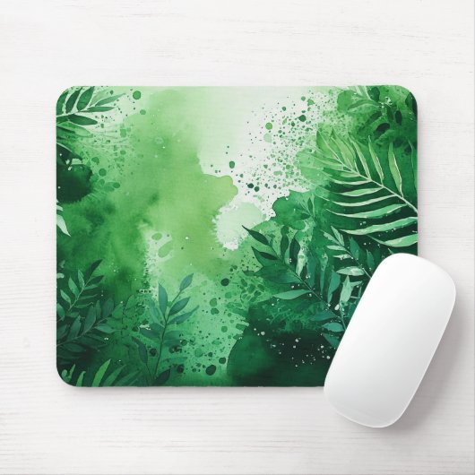 Donker Oerwoud groene waterverf handgetekende text Muismat (Met muis)