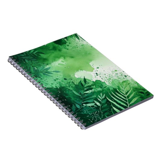 Donker Oerwoud groene waterverf handgetekende text Notitieboek (Rechterzijde)