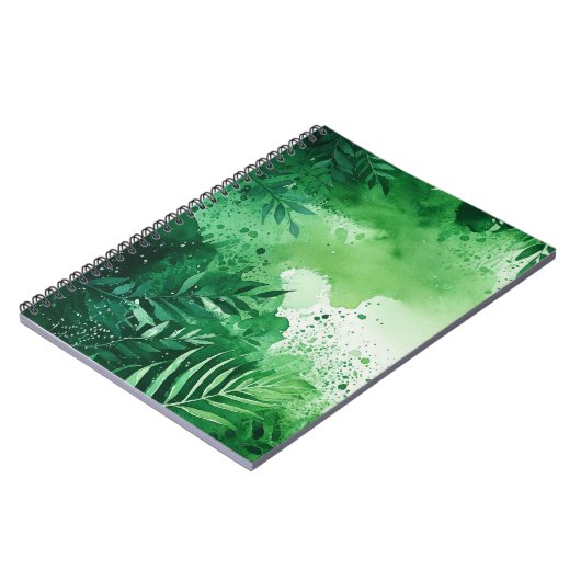 Donker Oerwoud groene waterverf handgetekende text Notitieboek (Linkerzijde)