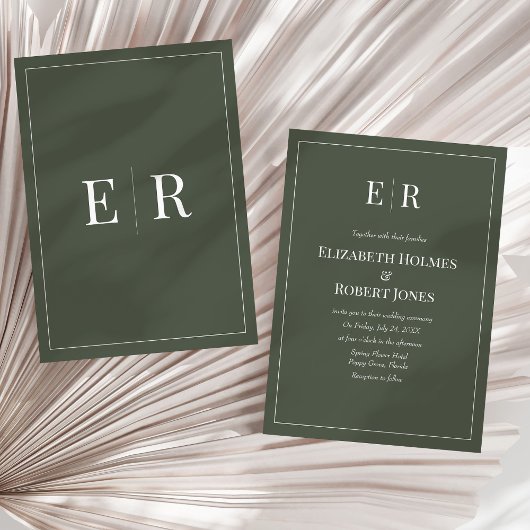 Donker Olijf Minimalistisch Monogram Niet Foto Huw Kaart