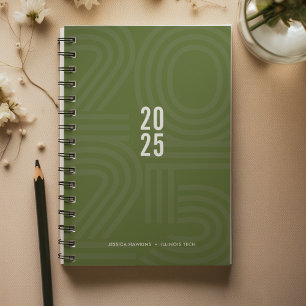 Donker Olijfgroen Blokkerende Spiraal Wekelijks Planner