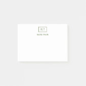 Donker Olijfgroen Eenvoudig Modern Monogram Post-it® Notes (Voorkant)