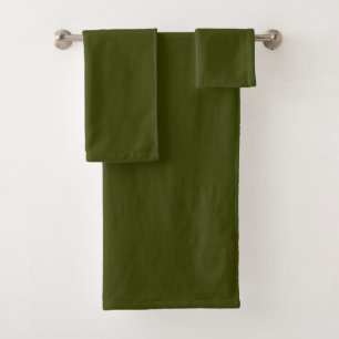 Donker olijfgroen effen kleur bad handdoek