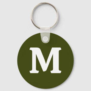 Donker olijfgroen effen kleur sleutelhanger