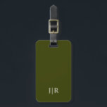 Donker olijfgroen en wit I Modern Monogram Bagagelabel<br><div class="desc">Dit moderne bagagelabel heeft een rijke donkerolijfgroene achtergrond,  met uw initialen in vetgedrukte witte tekst voor een look die eenvoudig en stijlvol is,  maar toch professioneel.</div>