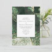 Donker Olijfgroen Smaragdgroene Edelsteen bruiloft Kaart (Staand voorkant)