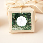 Donker Olijfgroen Smaragdgroene Edelsteen bruiloft Vierkante Sticker