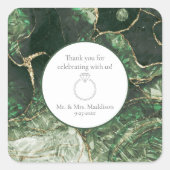 Donker Olijfgroen Smaragdgroene Edelsteen bruiloft Vierkante Sticker (Voorkant)