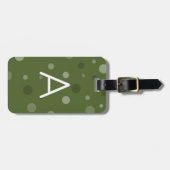 Donker Olijfgroene Pop Stippen Bagagelabel (Voorkant horizontaal)