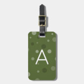 Donker Olijfgroene Pop Stippen Bagagelabel (Voorkant verticaal)