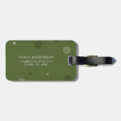 Donker Olijfgroene Pop Stippen Bagagelabel (Achterkant horizontaal)