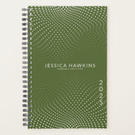 Donker Olijfgroene Pop Stippen Jaar Wekelijks Planner
