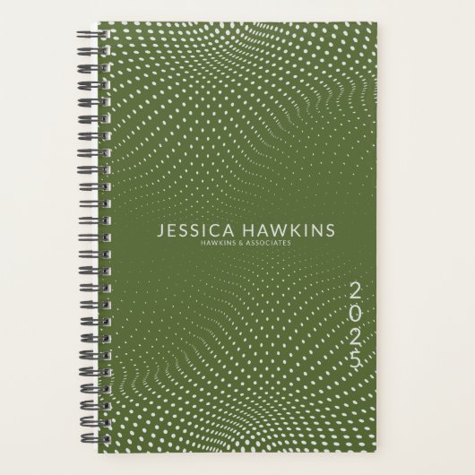 Donker Olijfgroene Pop Stippen Jaar Wekelijks Planner (Voorkant)