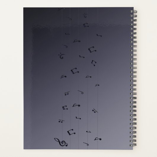 Donker ombre muzieknoten grijs planner (Achterkant)