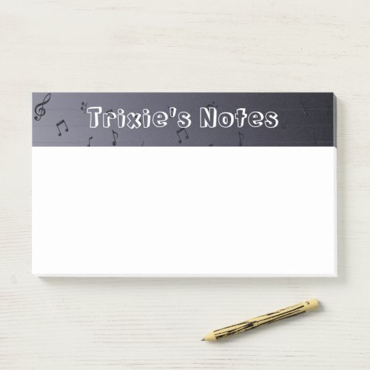 Donker Ombre Muzikale Notities Navy Post-it® Notes (Op bureau)