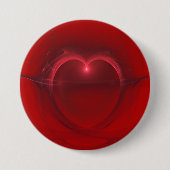 Donker omlijste centrum verlichte hart op rode kun ronde button 7,6 cm (Voorkant)