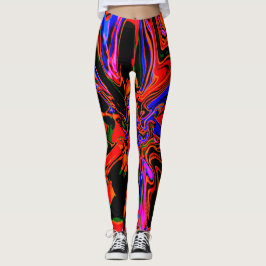 Donker Oranje blauw zwart Psychedelic-ventilatoron Leggings