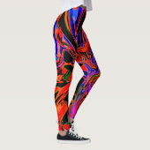 Donker Oranje blauw zwart Psychedelic-ventilatoron Leggings (Rechts)
