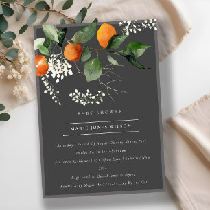 Donker Oranje bloesem Baby shower Noite Bedankkaart