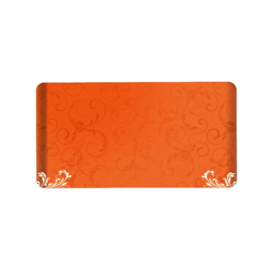 Donker oranje damask huwelijksgeschenk etiket (Voorkant)