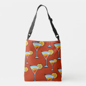 Donker Oranje Martini Cocktail Pattern Crossbody Tas (Achterkant)