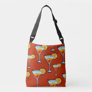 Donker Oranje Martini Cocktail Pattern Crossbody Tas