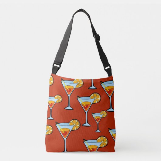 Donker Oranje Martini Cocktail Pattern Crossbody Tas (Voorkant)
