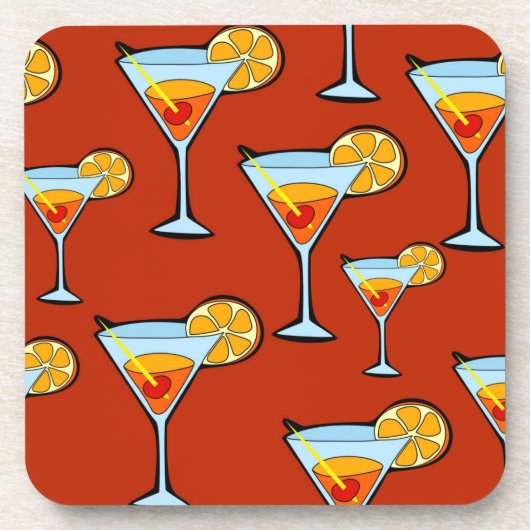 Donker Oranje Martini Cocktail Pattern Drankjes Onderzetter (Voorkant)