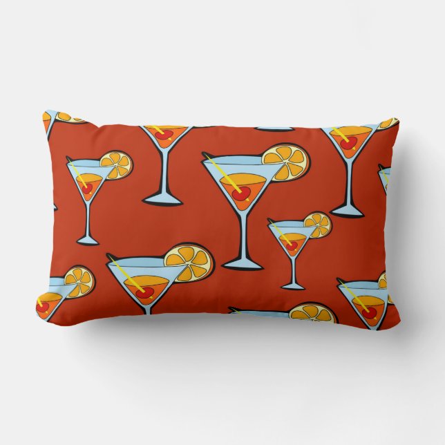 Donker Oranje Martini Cocktail Pattern Kussen (Voorkant)
