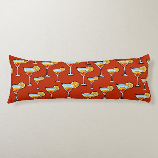 Donker Oranje Martini Cocktail Pattern Lichaamskussen (Voorkant)