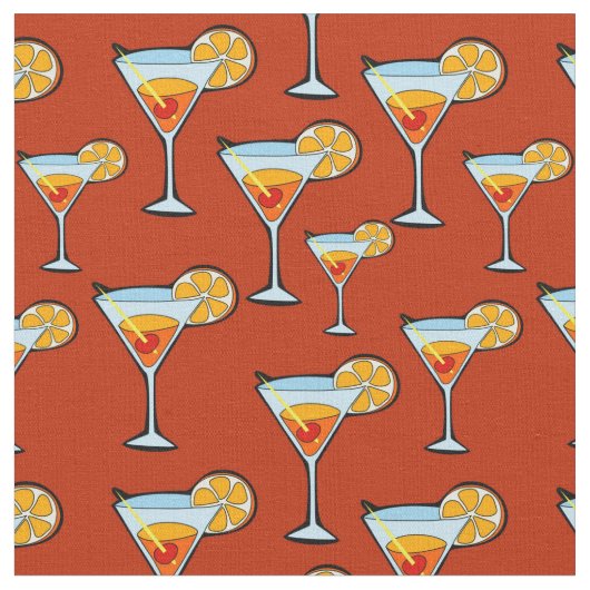 Donker Oranje Martini Cocktail Pattern Stof (Close Up)
