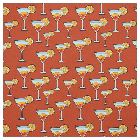 Donker Oranje Martini Cocktail Pattern Stof (Swatch)