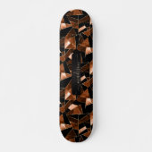 Donker Oranje, zwart en goudgroen Abstract patroon Persoonlijk Skateboard (Voorkant)