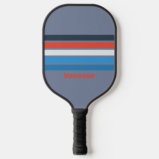 Donker  over striping met naam pickleball paddle (Voorkant)