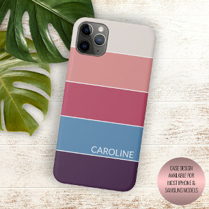 Donker Paars Blauw Koraal Rood Blush Roze Strepen Case-Mate iPhone Case
