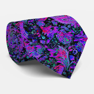 Donker Paars Blauwe Paisley Patroon Stropdas