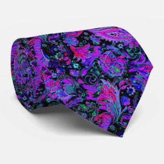 Donker Paars Blauwe Paisley Patroon Stropdas