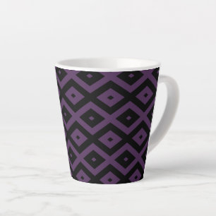 Donker paars en zwart diamantpatroon latte mok