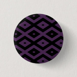 Donker paars en zwart diamantpatroon ronde button 3,2 cm