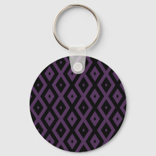 Donker paars en zwart diamantpatroon sleutelhanger