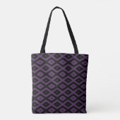 Donker paars en zwart diamantpatroon tote bag (Achterkant)