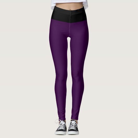 Donker Paars en zwart Leggings (Voorkant)