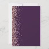Donker Paars Roos Gold Faux Glitter Edge Weddensch Kaart (Achterkant)