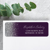 Donker Paars Silver Glitter Weduwingadres Etiket