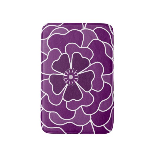 Donker paarse abstracte bloemmotief badmat (Voorkant Verticaal)