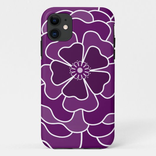 Donker paarse abstracte bloemmotief Case-Mate iPhone case (Achterkant)
