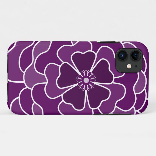 Donker paarse abstracte bloemmotief Case-Mate iPhone case (Achterkant (horizontaal))