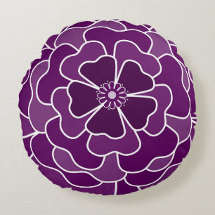 Donker paarse abstracte bloemmotief rond kussen