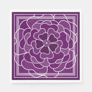 Donker paarse abstracte bloemmotief servet