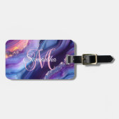 Donker Paarse Blauwe en Roze Agaat Bagagelabel (Voorkant horizontaal)